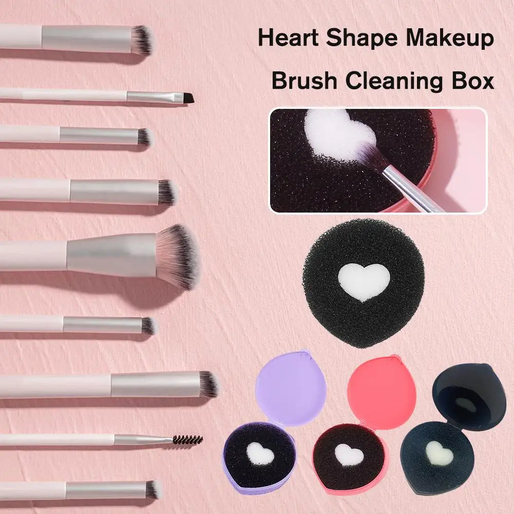 Heart Shaped Makeup Brush Cleaning Box Water Free Makeup Brush Brush Cleaning Tool Cleaning Mat Box Dry Wash Box
