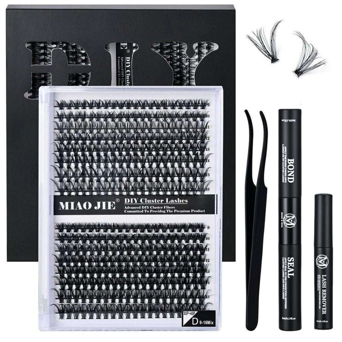 320PCS DIY Mix Clusters Kit 30D/40D Individual False Eyeashes Wispy Fluffy with Applicator Tools Self-Grafting At Home