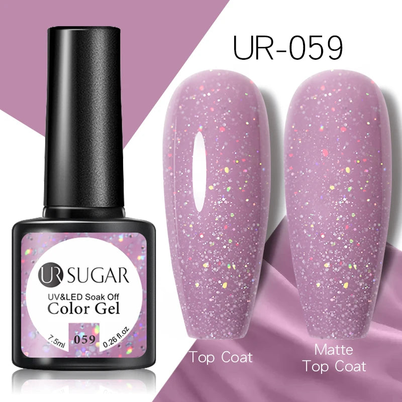 UR SUGAR 7.5ml Rose Glitter Solid Color Gel Nail Polish Jelly Nude Pink Semi Permanent DIY Nail Art UV LED Soak Off Gel