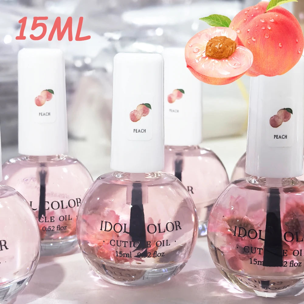 15ml Peach Nail Nutrition Oil Fruit Flower 8 Smells Nutritional Treatment Nail Cuticle Revitalizer Oil Nourish Skin -Winter Need