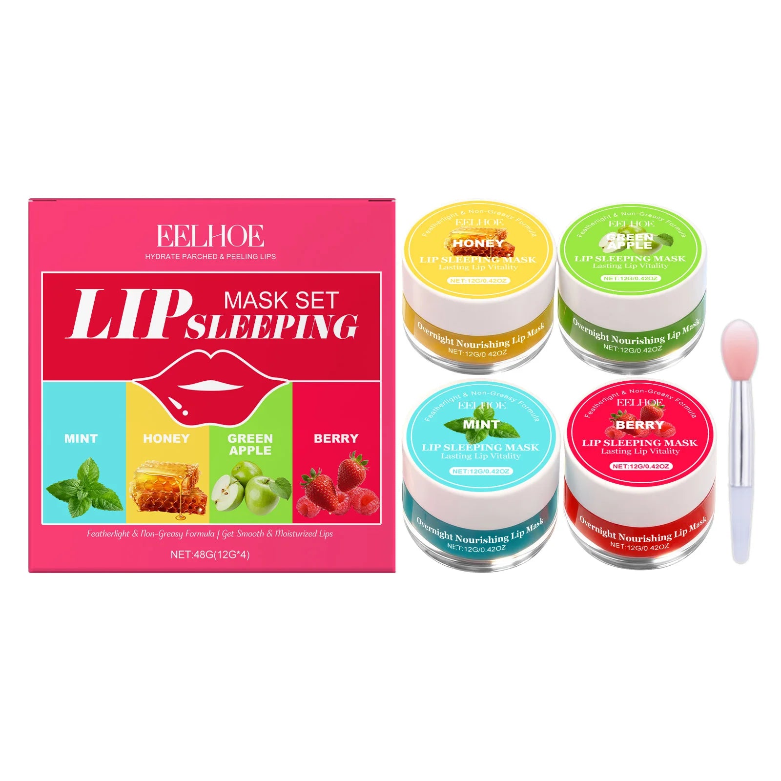 Four-Flavor Repair Sleep Lip Mask Effectively Removing Dead Skin Relieving Dry Lip Improving Rough Texture Moisturizing Lip Mask