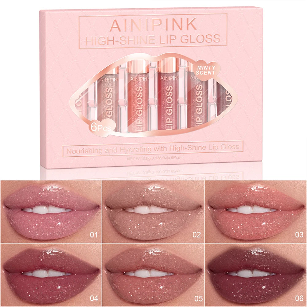 Glitter Lip Gloss Lipstick, Lip Tint Moisturizing Hydrating Long Lasting Non-Stick Cup Waterproof Nude Lip Plumper High Pigment