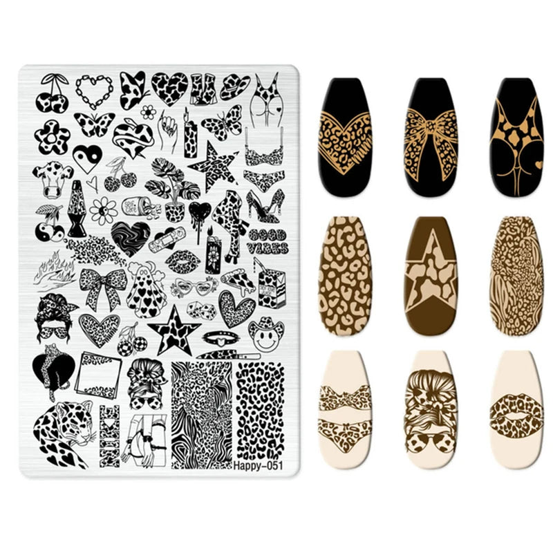 Maple Leaf Nail Stamping Plates Autumn Winter Leaves Design Polish Stencil Nail Printing Stamp Image Manicure Mold Stencil Tool