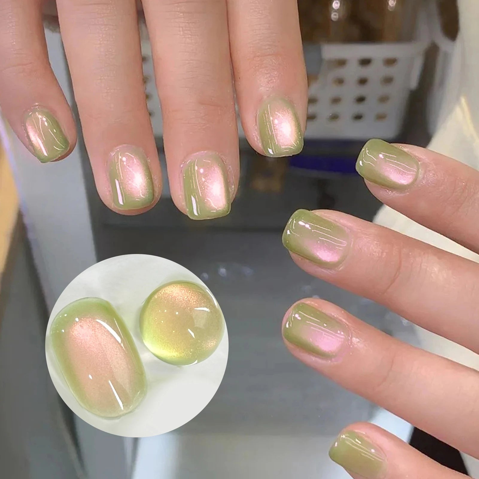 BORN PRETTY 10ml/15ml Guava Green Cat Magnetic Gel Shine Glitter Semi Permanent Soak Off UV Varnish Nail Supplies