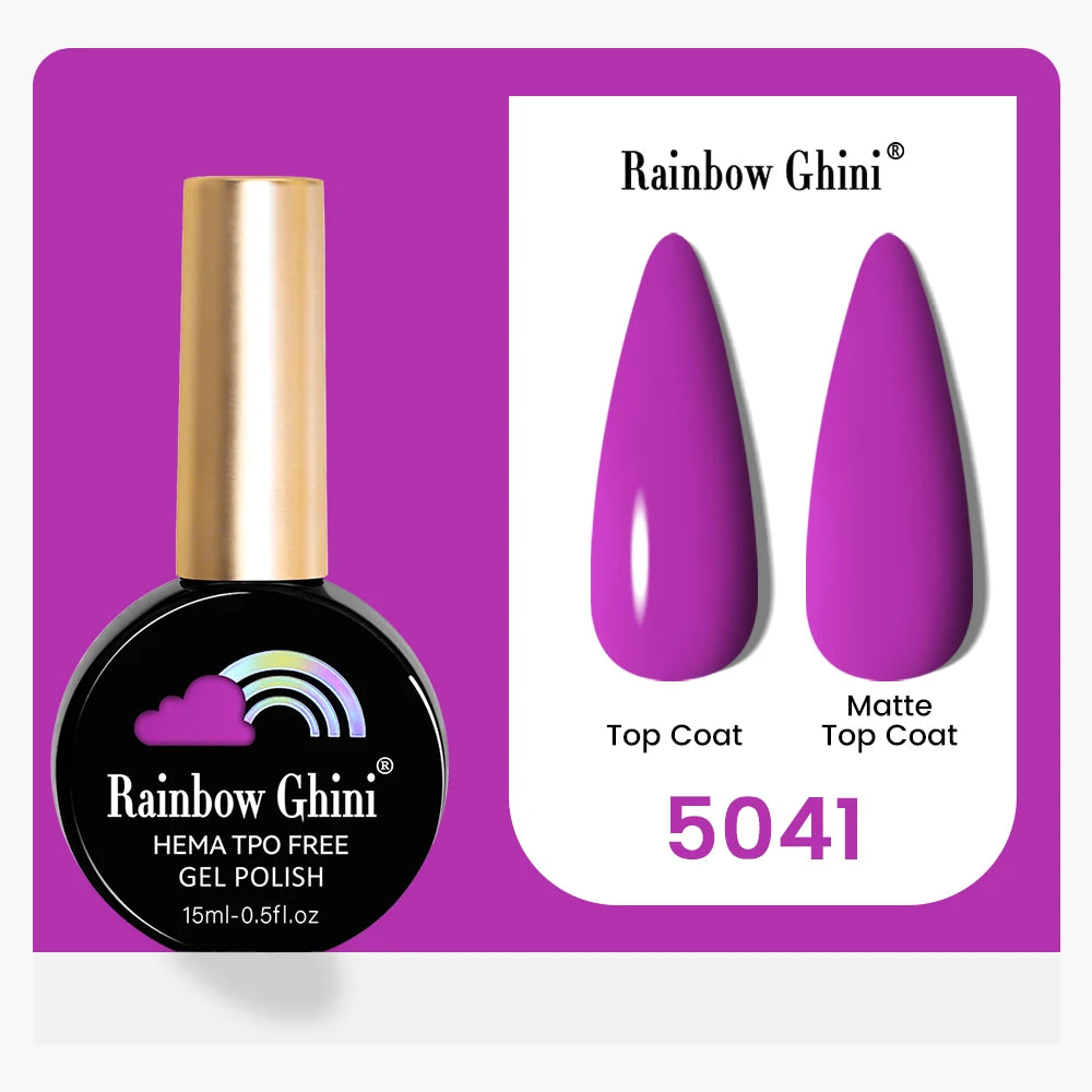 Rainbow Ghini 15ML 146 Colors Long-Lasting Colorful Gel Nail Polish Professional UV/LED Gel Polish Base Coat Matte Top Coat