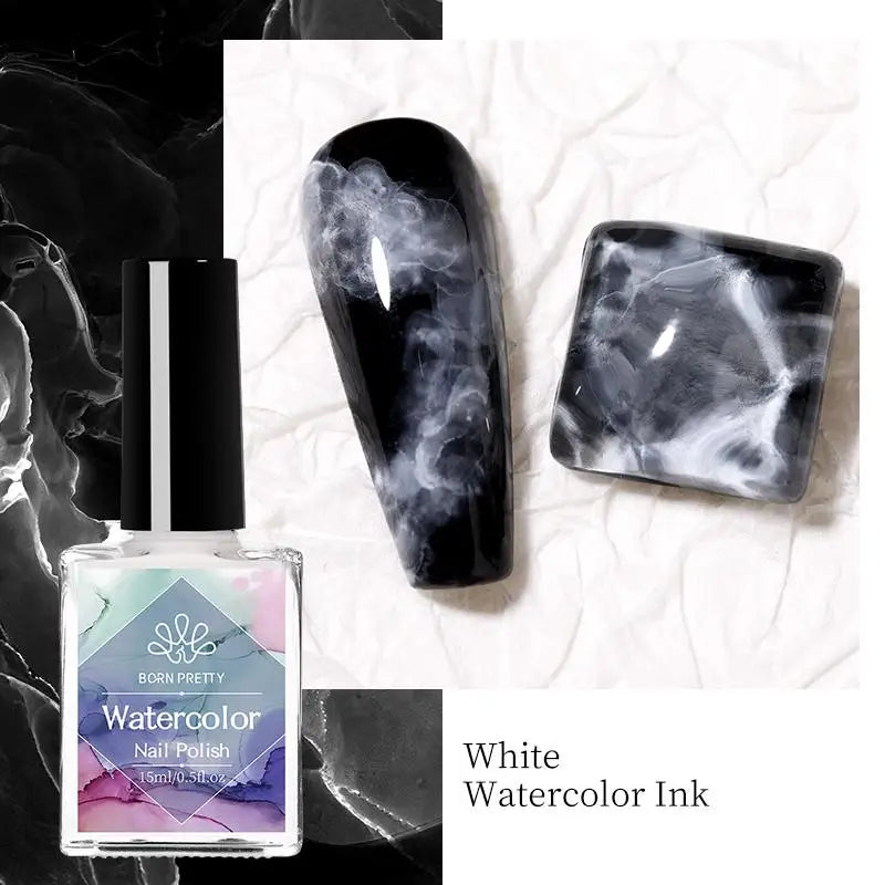 BORN PRETTY Metal 10ml Watercolor Nail Polish Air Dry Marble Nail Polish Gradient Ink for Painting Manicure DIY at Home