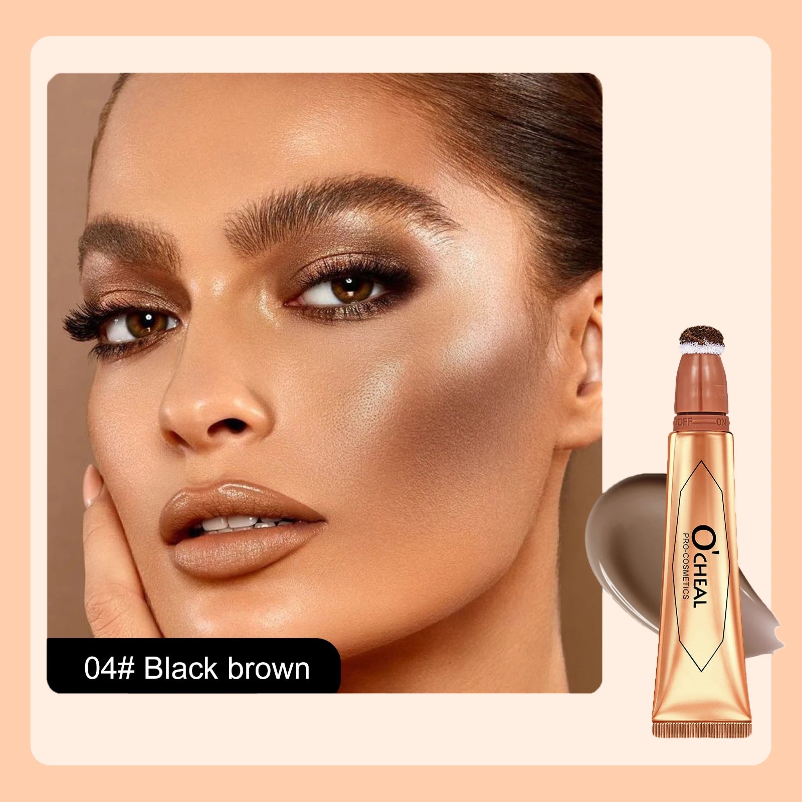 OCHEAL 6-color Face Liquid Blusher Cream Facial Cheek Eye Press Brush Head Highlighter Powder Blusher Contouring Makeup Cosmetic