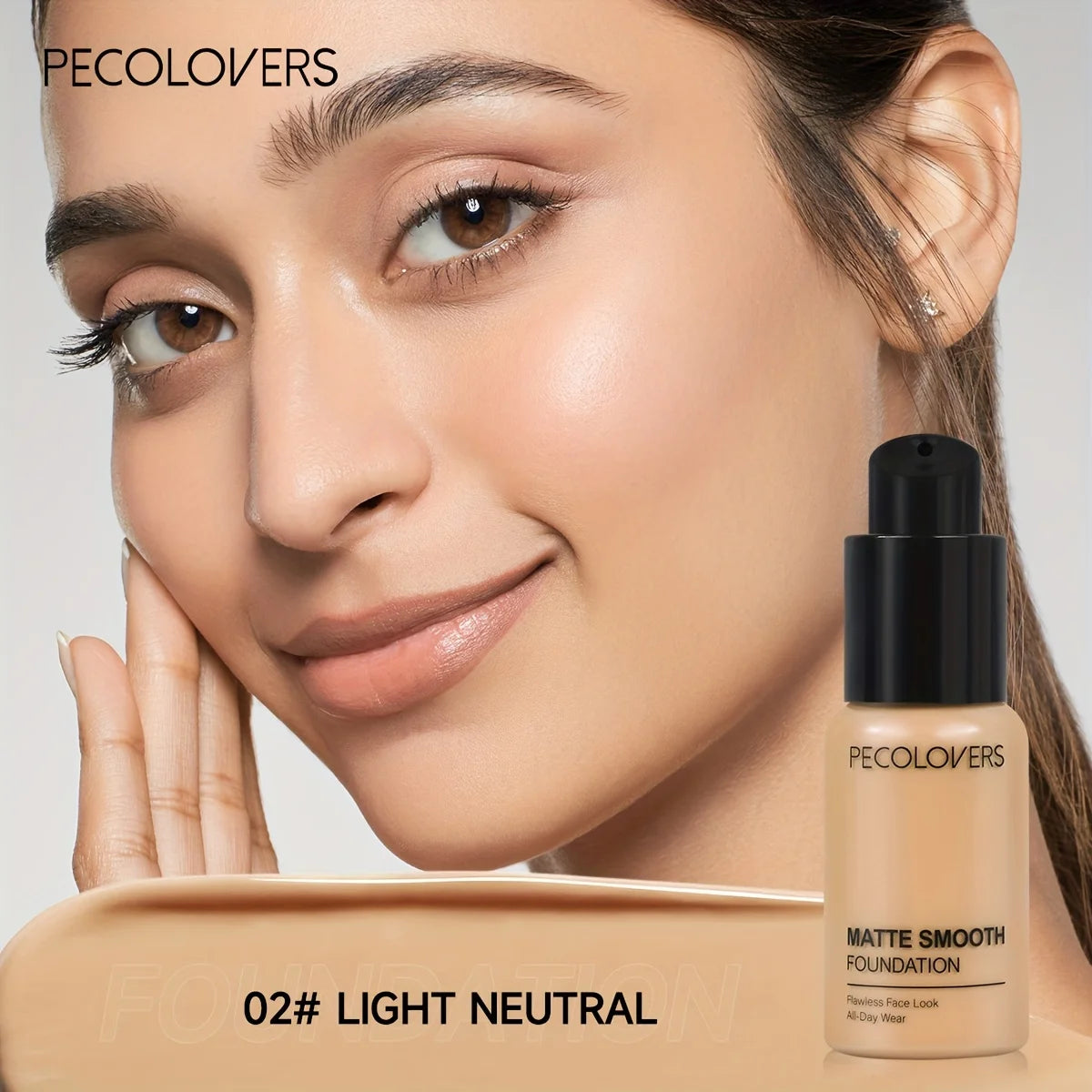 PECOLOVERS Matte Finish Liquid Foundation | Oil-Control, Waterproof, Full Coverage, Concealer, Suitable for All Skin Tones