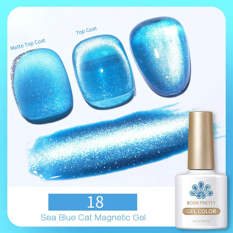 BORN PRETTY 10ml Black Glass Cat Magnetic Gel Nail Polish Silver Gold Glitter Semi Permanent Soak Off UV LED Gel Varnish