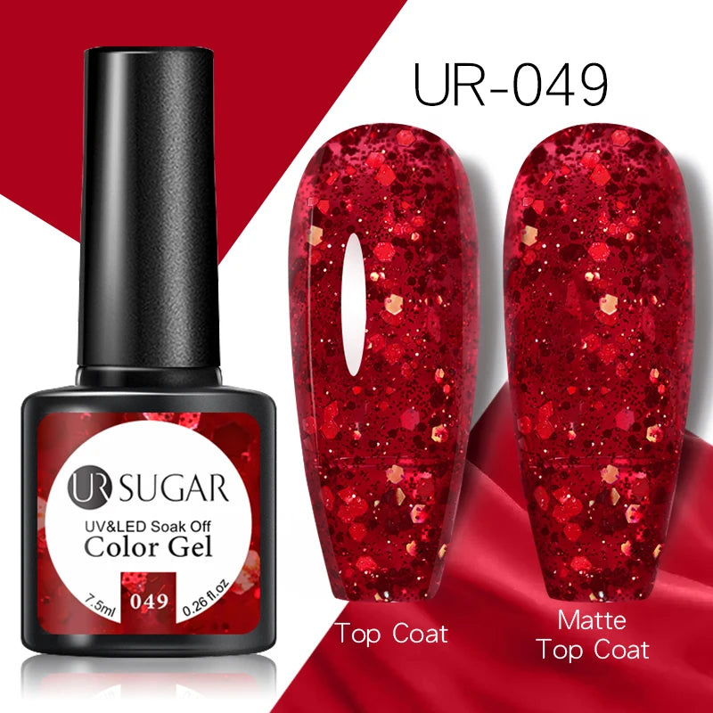 UR SUGAR 7.5ml Rose Glitter Solid Color Gel Nail Polish Jelly Nude Pink Semi Permanent DIY Nail Art UV LED Soak Off Gel