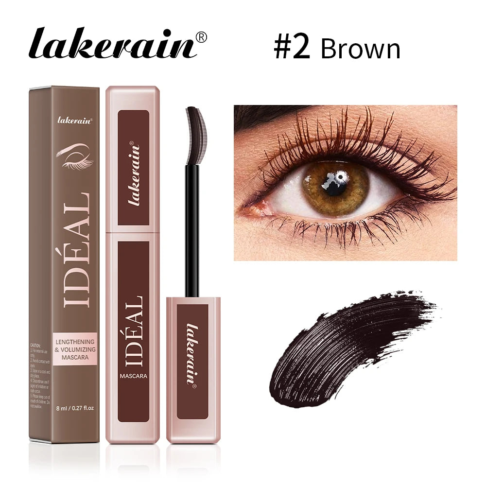 Lakerain Lengthening Volumizing Mascara Long Lasting Makeup Effect Nourish Eyelashes Clump-Free Suitable for All Skin Tones