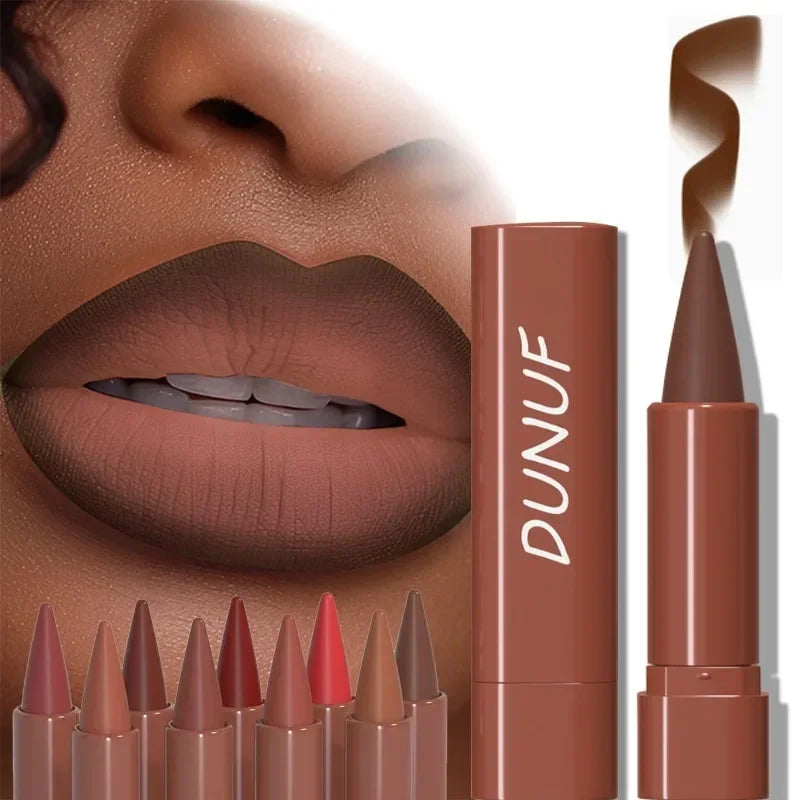 9 Colors Gradient Lip Liner Matte Black Brown Velvet Lipstick Waterproof Non Sticky Contouring Tint Lipliner Crayon Lip Makeup