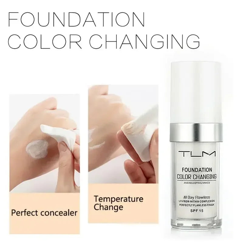 30ml TLM Liquid Foundation | Color-Changing Nude Base, Full Coverage, Matte, Long-Lasting Makeup