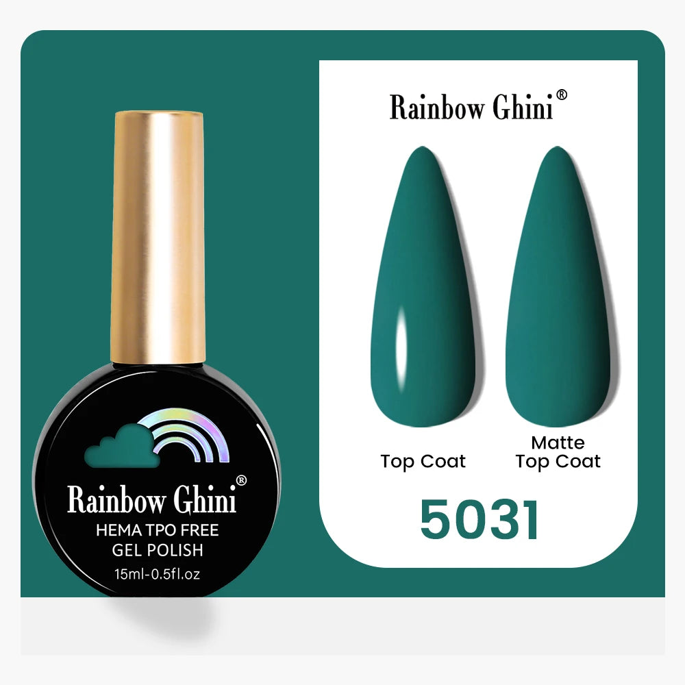 Rainbow Ghini 15ML 146 Colors Long-Lasting Colorful Gel Nail Polish Professional UV/LED Gel Polish Base Coat Matte Top Coat