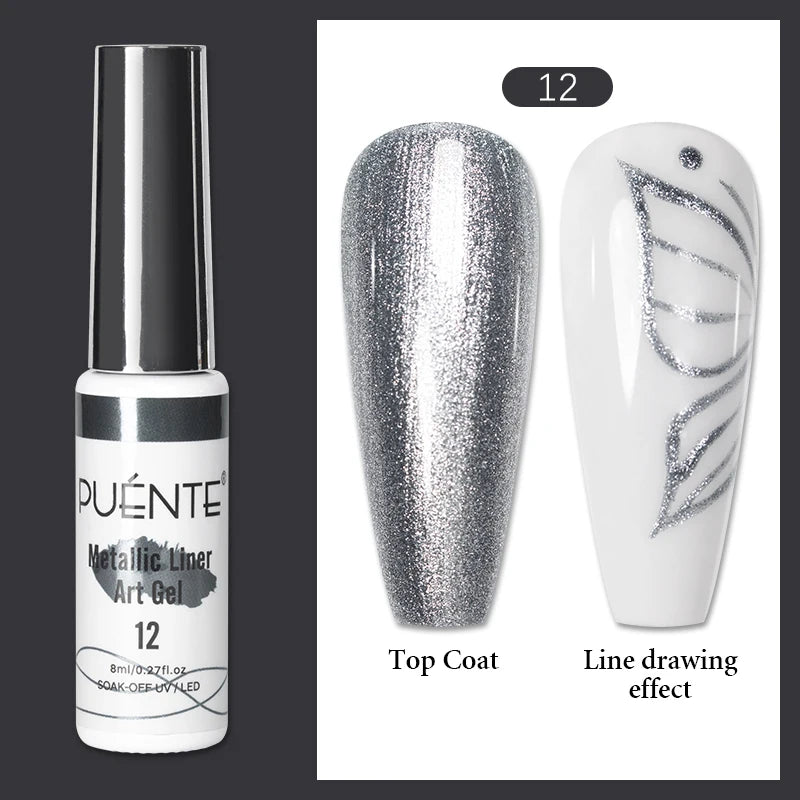 8ML Christmas Sparkling Reflective Diamond Glitter Liner Gel Nail Polish Soak Off UV Semi-Permanent Nail Art Varnish Manicure
