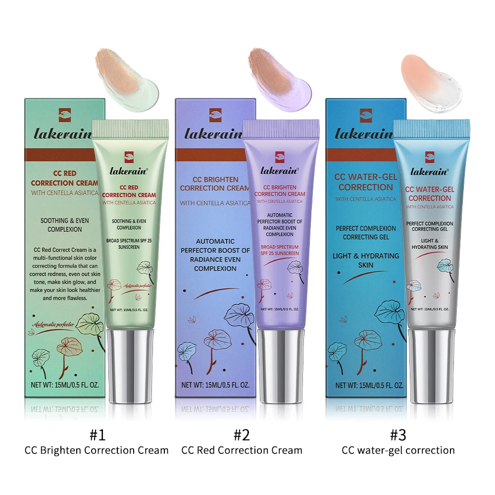 3pcs CC Cream Color-Changing Liquid Foundation | High Coverage Korean Centella Extract, Smooth Base Makeup for Face