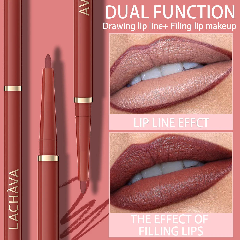 Long-lasting Waterproof Matte Nude Lip Liner - High Pigmentation, Retractable, Smooth Application, Natural Look