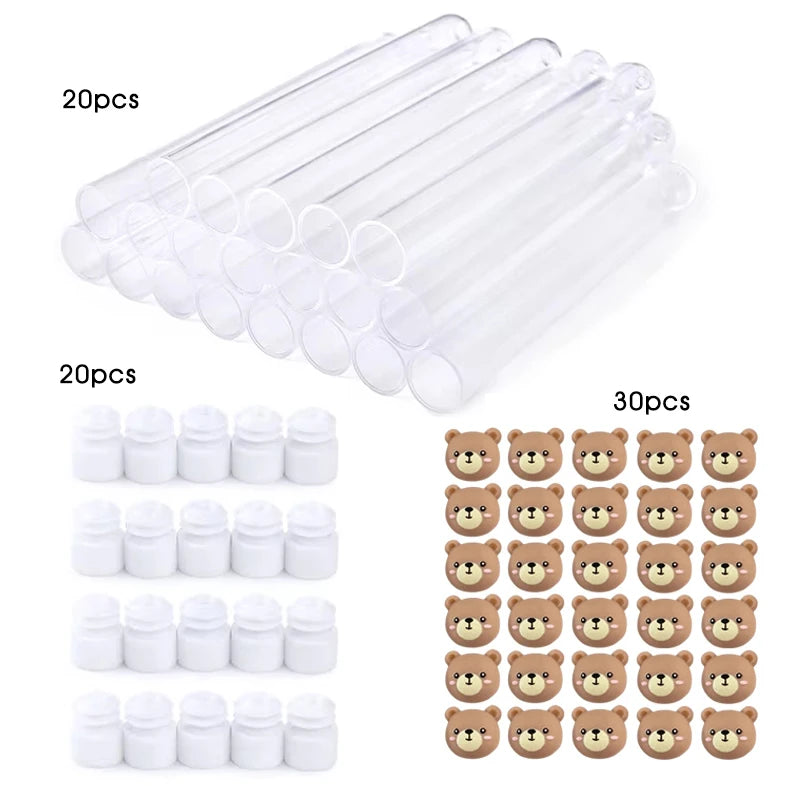 20Pcs Reusable Eyelash Brush Tube Christmas Style Disposable Mascara Wands Applicator with Tube Dust-proof Tubes Makeup Tools
