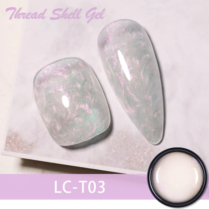 LILYCUTE 7ML Thread Shell Gel Nail Polish Shiny Glitter Apply On Color Gel Semi Permanent Manicure For Soak Off UV LED Gel