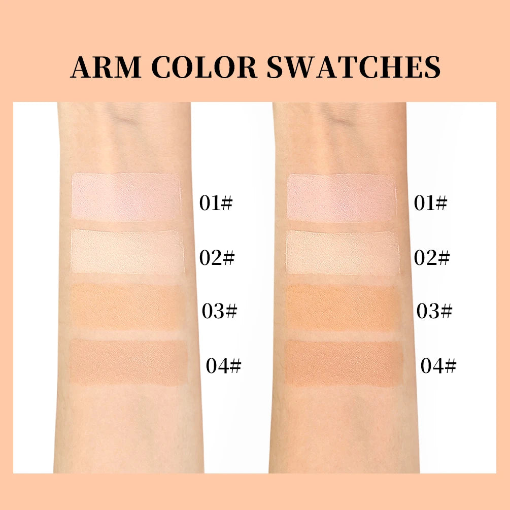 QIBEST Pressed Powder Oil-Control Long-Lasting Face Powder Compact Powder Full Coverage Makeup Base Foundation