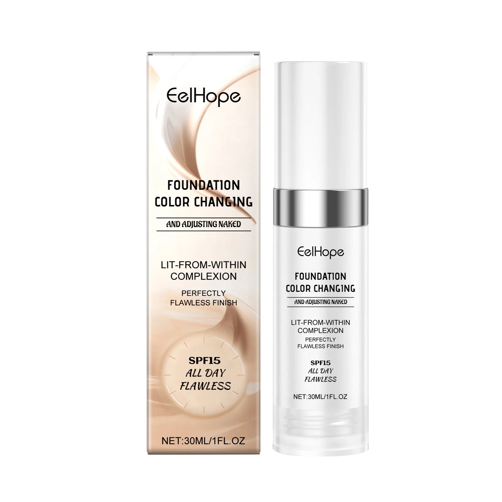 30ml Color Changing Liquid Foundation Full Coverage Concealer Brighten Oil Control Waterproof Lasting Moisturizing Makeup Base