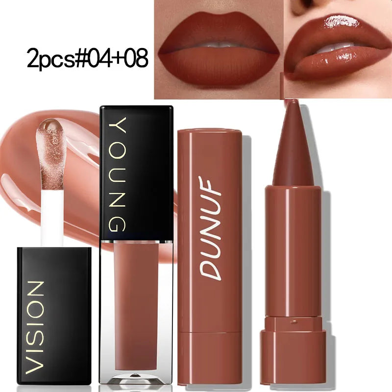 Gradient Lip Liner Pen with Matte Velvet Finish Smooth Application Lipstick for Defined and Elegant Lips