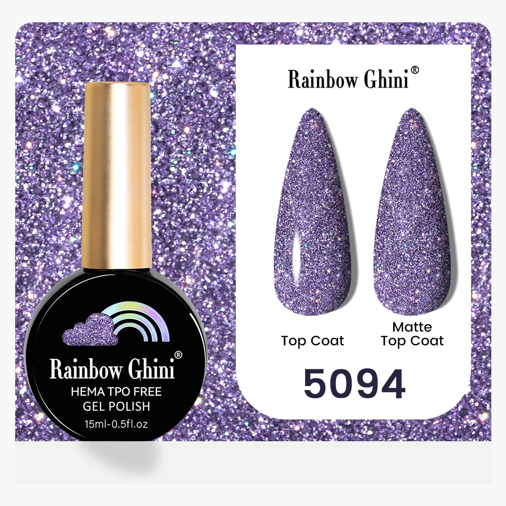 Rainbow Ghini 15ML 146 Colors Long-Lasting Colorful Gel Nail Polish Professional UV/LED Gel Polish Base Coat Matte Top Coat
