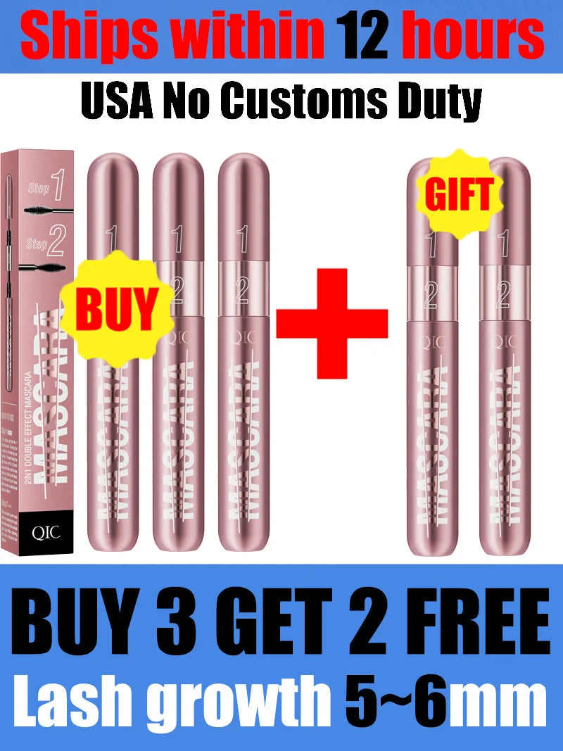 QIC new rose gold double-effect mascara, dense and slender two-in-one waterproof and non-smudging curled mascara.