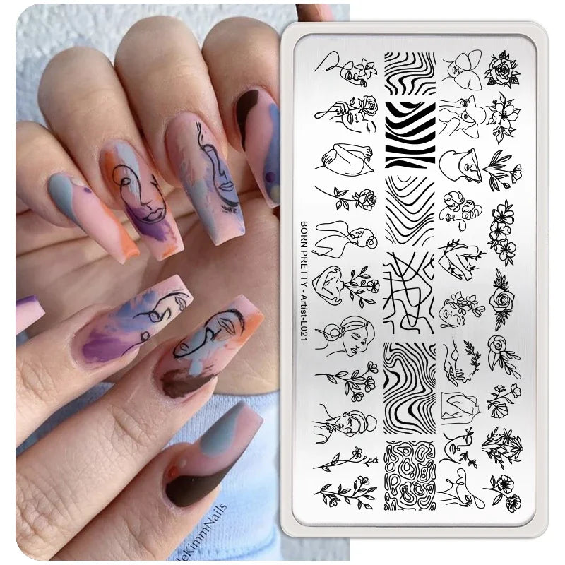 Stamping Plates Butterfly Necklace Floral Line Nail Art Templates Printing Image Manicure Tool
