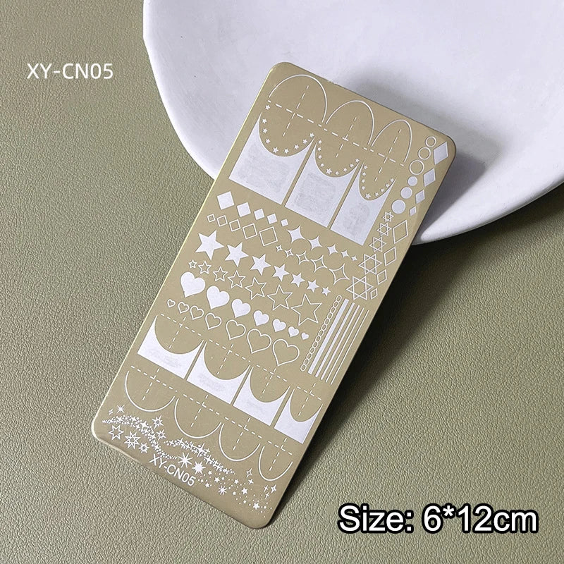 Gold Nail Stamping Plates Bow Lace Butterfly Flower Leaf Stainless Steel Stencil Nail Art Stamps Geometry Template Transfer Mold