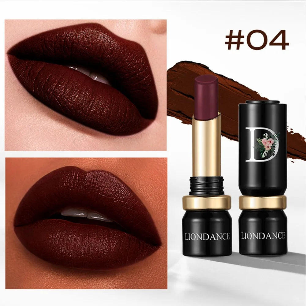 Velvet Mist Flower Lipstick High Pigment Long Lasting Matte Lip Gloss Dark Rich Colors Waterproof Creamy Smooth Lips Makeup