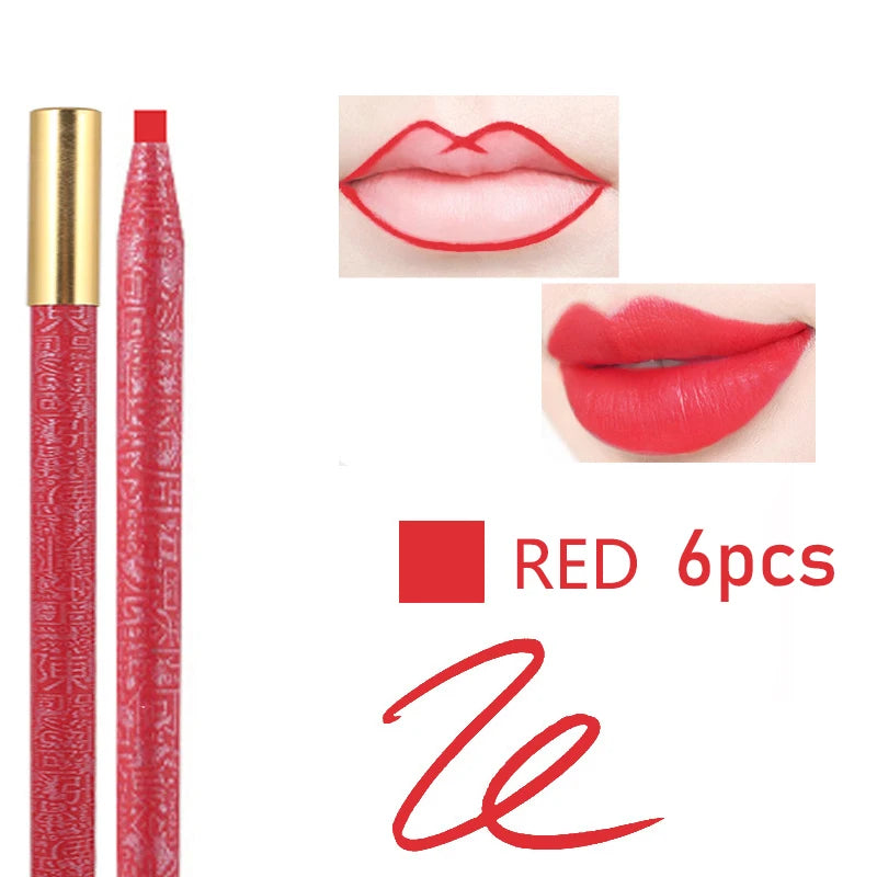 Waterproof Long Lasting Eyebrow Pencils Peel Off & Red Lip Pencil ,Eyebrow Tattoo Makeup Microblading Brow Pencil Makeup Tool