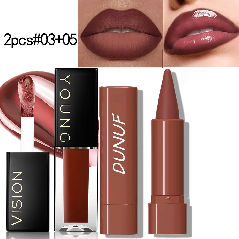 Gradient Lip Liner Pen with Matte Velvet Finish Smooth Application Lipstick for Defined and Elegant Lips