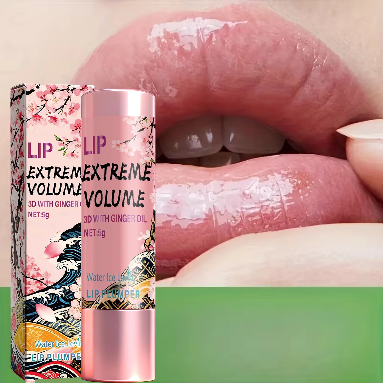 Lip Plumper 5g with Ginger Oil & Peptides - Moisturizing Non-Sticky Lip Balm, Smooth & Voluminous Lips