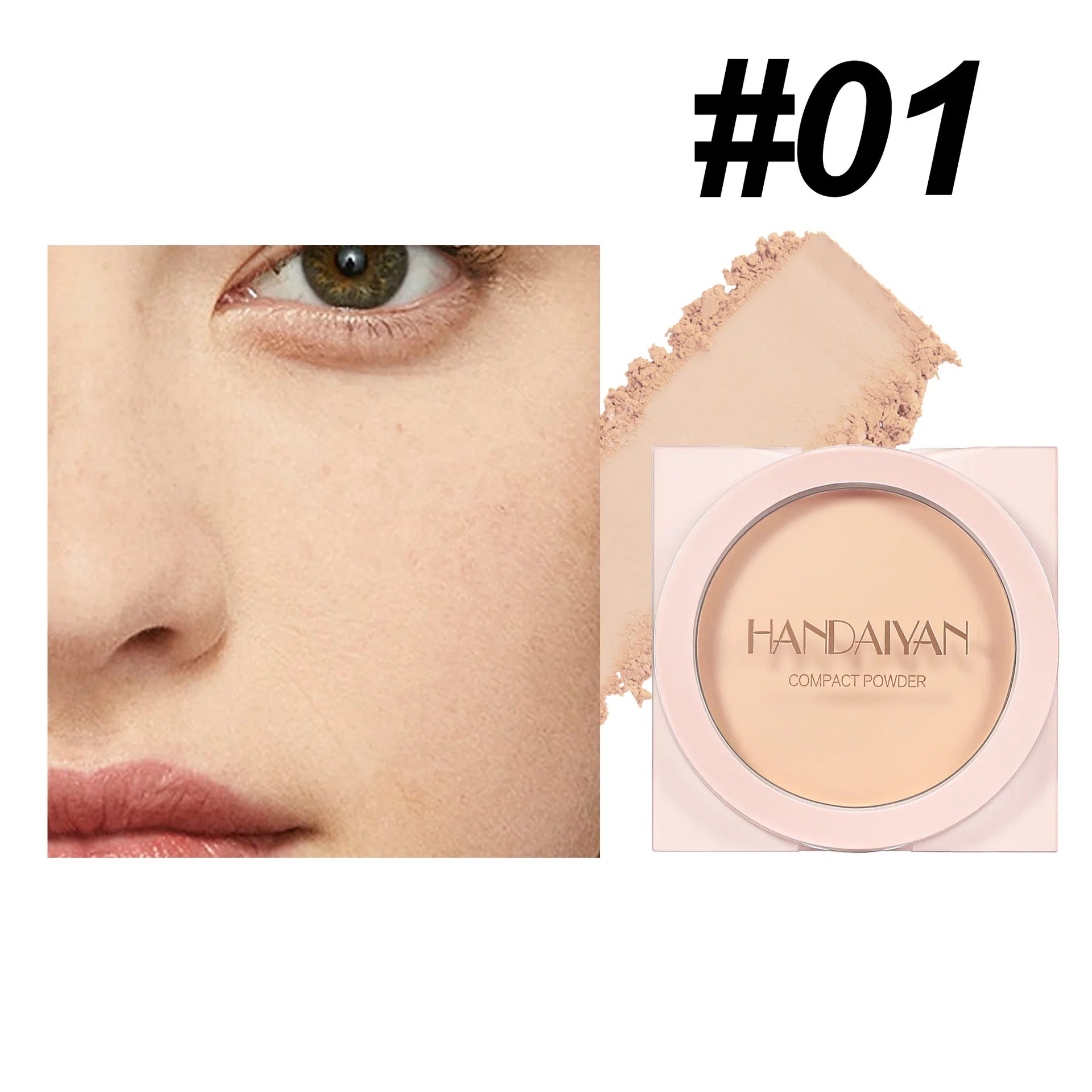 Wheat Powder Matte Finish Sweatproof Oil Control Dry Wet Dual-use Dark Skin Foundation Pressed Powder