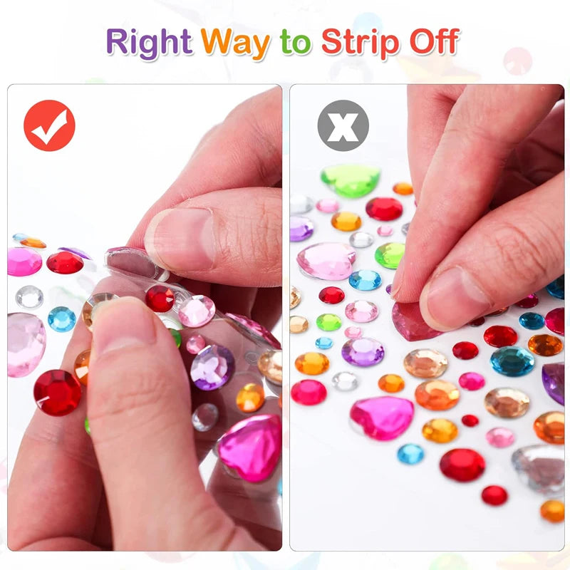 880pcs Gem bead Stickers Rhinestones for Crafts Self Adhesive Jewels Acrylic DIY Craft Decorative Diamond Stickers for Girls kid