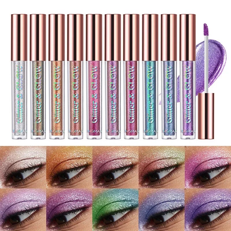 Women Pearlescent Face Liquid Eyeshadow Highlighter Shiny Eyeliner Glitter Eyeshadow Waterproof Brighten Eyes Makeup Beauty