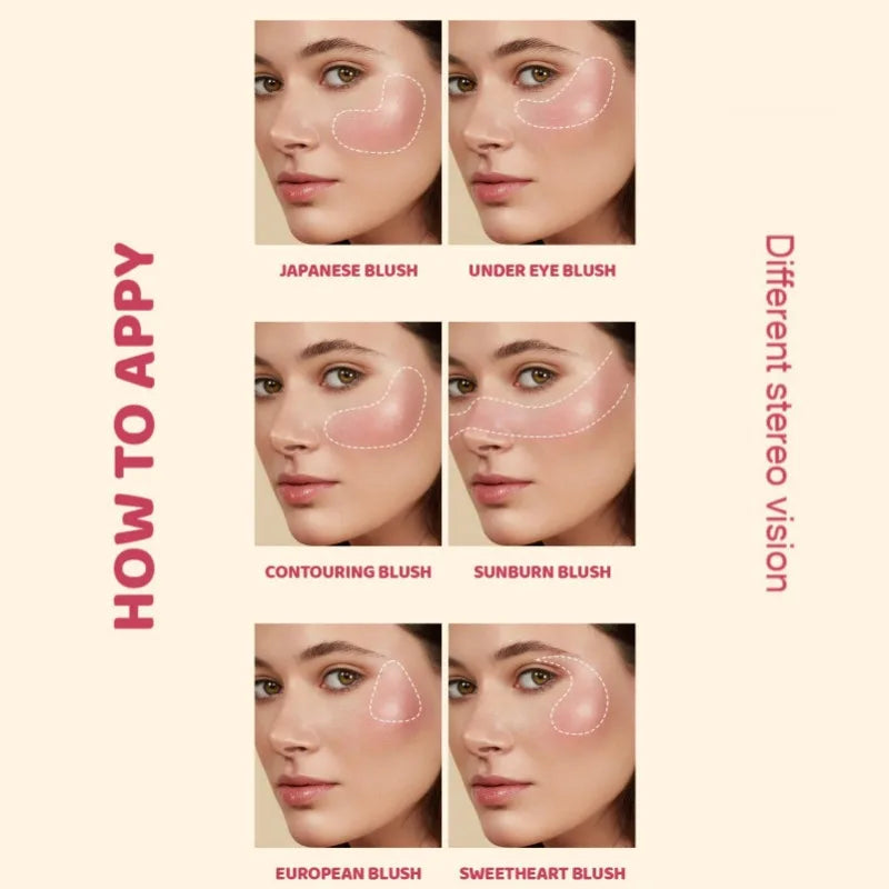 1PC Monochrome Blush Palette, Low Saturation Powder, Matte Effect, Pink/red, Long-lasting, Suitable for Date and Daily Needs