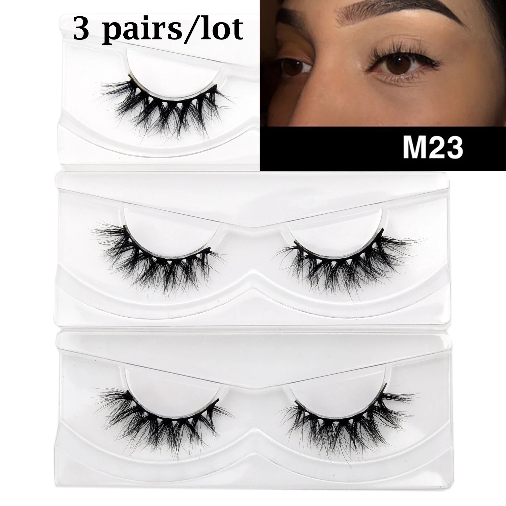 Visofree Eyelashes 3D Mink Lashes Soft Natural Handmade Cruelty Free Mink Eyelashes Lightweight Full Strip Cilios Posticos D23