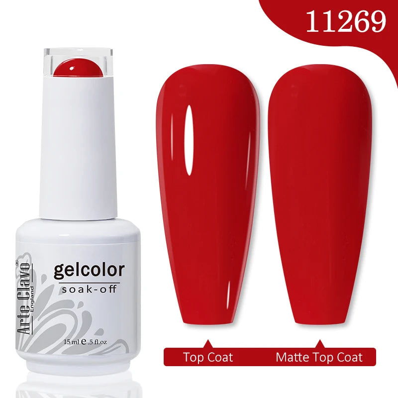 Arte Clavo 15ml Rose Red Pink Color Gel Nail Polish Autumn Winter Hot Sale Long Lasting Soak Off For Manicure Nail Art Gel