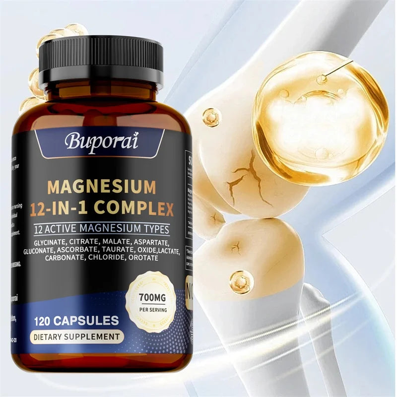 Magnesium 12-IN-1 Complex - Supports Heart and Bone Health, Aids Relaxation, Improves Muscle Strength, and Boosts Immunity