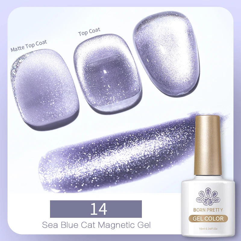 BORN PRETTY 10ml Black Glass Cat Magnetic Gel Nail Polish Silver Gold Glitter Semi Permanent Soak Off UV LED Gel Varnish