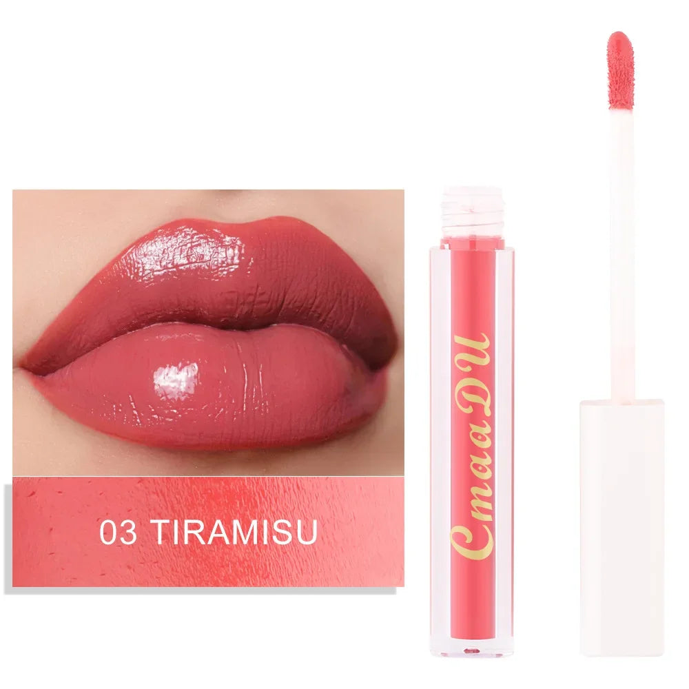 CmaaDu 8Color Lip Gloss Matte Creamy Cup Lipstick Satin Finish Makeup Liquid Lipgloss Lipstick Long Lasting Glossy Lip Cosmetic
