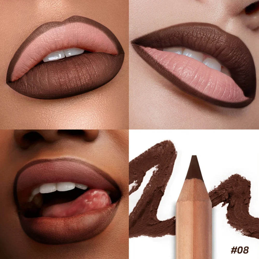 8-colors Matte Lip Liner Pencil Lip Contour Lipstick Pen Nude Brown Lipstick Pencil Natural Lasting Waterproof Lipliner Makeup