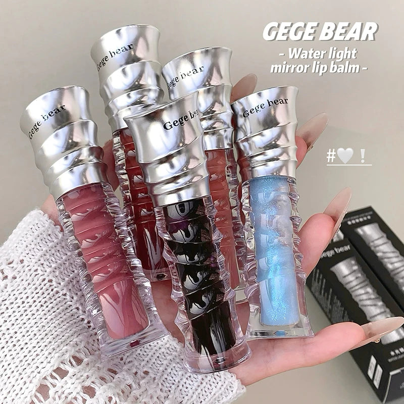 Gege bear Water Light Mirror Lip Gloss Ice-Clear Jelly Lip Moisturizing and Color-Enhancing Lip Gloss