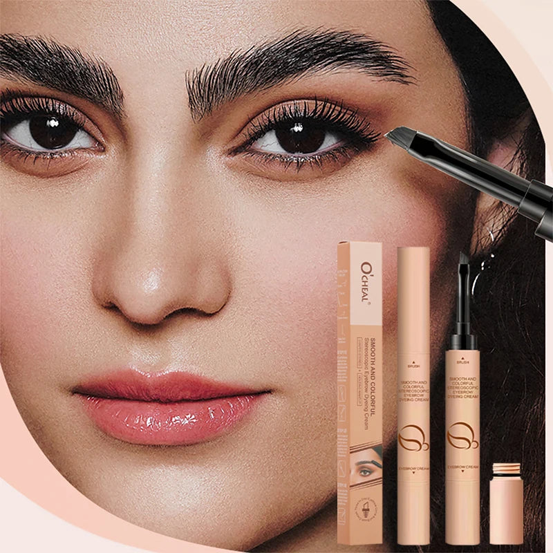 OCHEAL 2 In 1 Eyebrow Dyeing Cream 3 Colors Waterproof Tinted Long-lasting Eyebrow Stamp Pencil Pomade Makeup Cosmetics