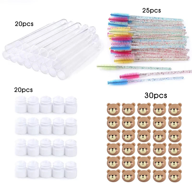 20Pcs Reusable Eyelash Brush Tube Christmas Style Disposable Mascara Wands Applicator with Tube Dust-proof Tubes Makeup Tools