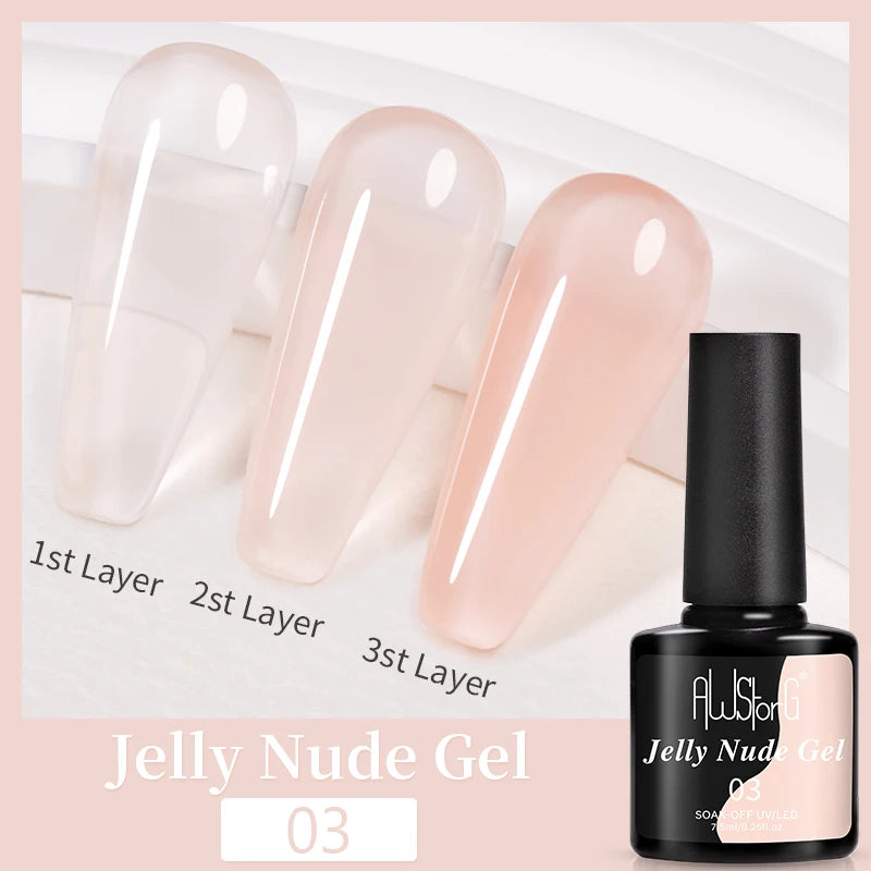 AWStorG Fiber Rubber Base Gel For Nails UV Gel Polish Semi Permanent Repair Fix Crack Nail Rubber Base Gel Strengthener 15ml
