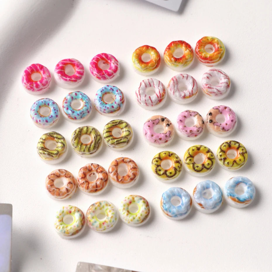 50/100pcs Donut Nail Charms Flatback Decorations - Colorful Rhinestone Sprinkles & Cream Nail Art DIY Beads Cute Gems Nail Art