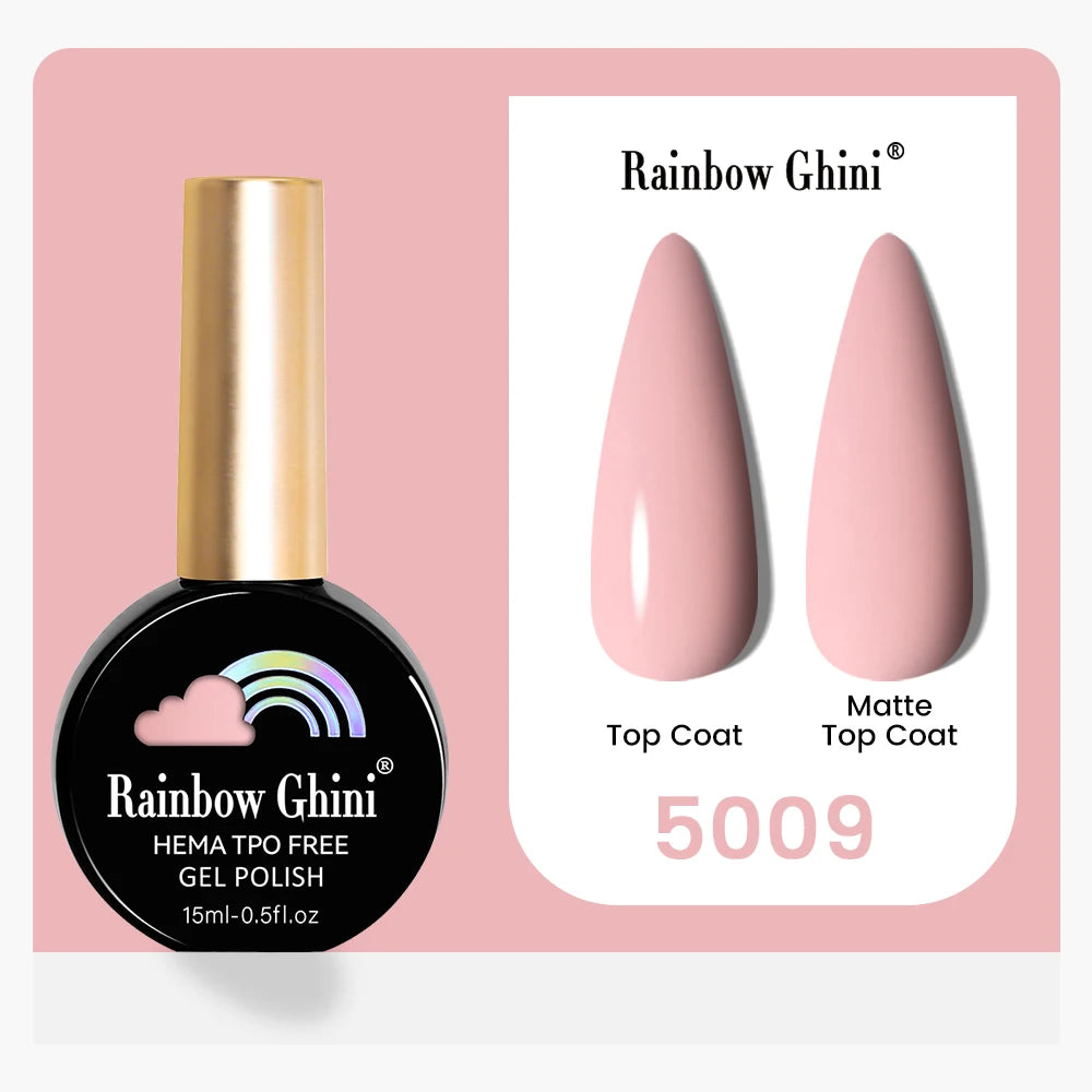 Rainbow Ghini 15ML 146 Colors Long-Lasting Colorful Gel Nail Polish Professional UV/LED Gel Polish Base Coat Matte Top Coat
